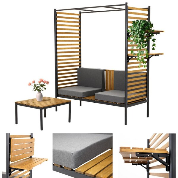 Zahradní pergola NOLA s lavičkou a stolkem