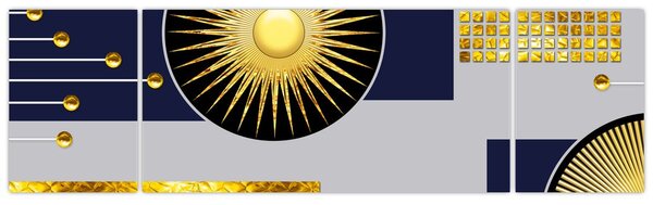 Obraz - Zlaté kruhy (170x50 cm)
