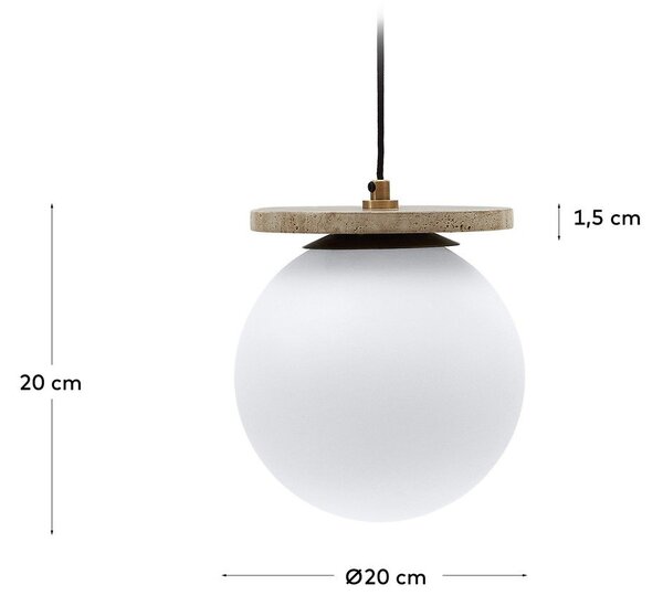 Bílé závěsné svítidlo se skleněným stínidlem ø 20 cm Malachi – Kave Home