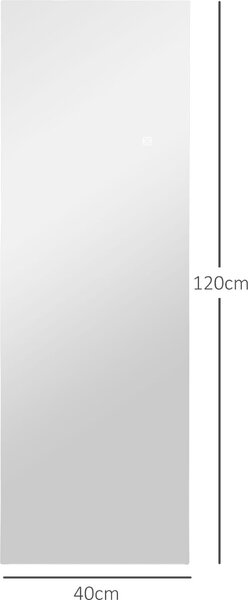 Zrcadlo Moonbite LED, celoobrazové, 40 × 120 cm, stojací i nástěnné, s dotykovým stmíváním, 3 barvy světla, bez rámu, 17 W, sklo, čiré