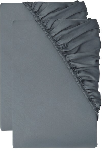 Livarno® Sada saténových napínacích prostěradel, 90-100 x 200 cm, 2dílná, tmavě šedá (800013472)