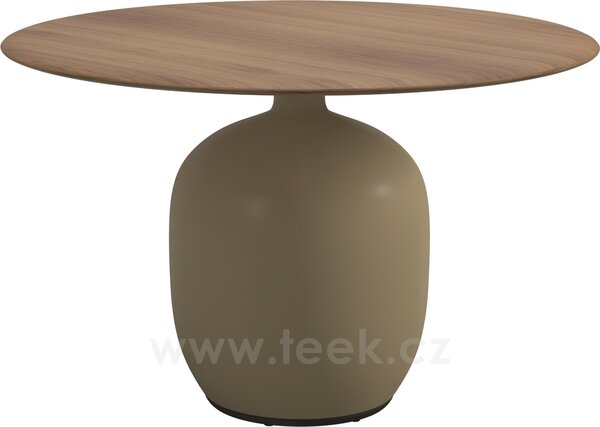 Gloster Jídelní stůl Kasha, Gloster, kulatý 120x74,5 cm, podstavec glazovaná keramika barva Earth, deska teak