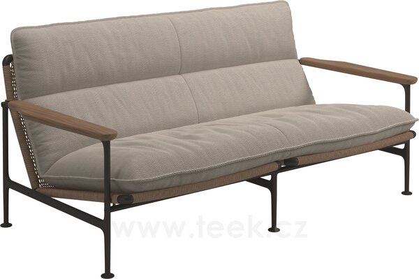 Gloster Pohovka 2-místná Zenith, Gloster, 170x88x83 cm, rám hliník barva meteor, výplet umělý ratan Wheat, područky teak, celopotah venkovní látka kat. B barva dle vzorníku