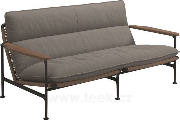 Gloster Pohovka 2-místná Zenith, Gloster, 170x88x83 cm, rám hliník barva meteor, výplet umělý ratan Wheat, područky teak, celopotah venkovní látka kat. B barva dle vzorníku