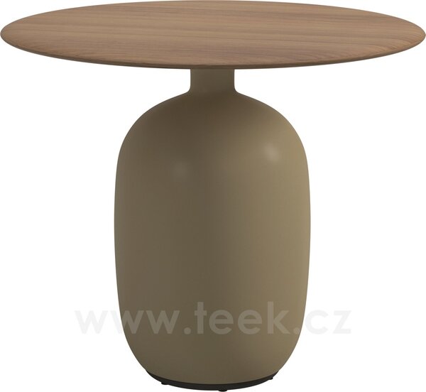 Gloster Jídelní stůl Kasha, Gloster, kulatý 90x74,5 cm, podstavec glazovaná keramika barva Earth, deska teak