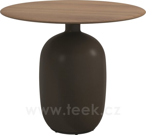 Gloster Jídelní stůl Kasha, Gloster, kulatý 90x74,5 cm, podstavec glazovaná keramika barva Earth, deska teak