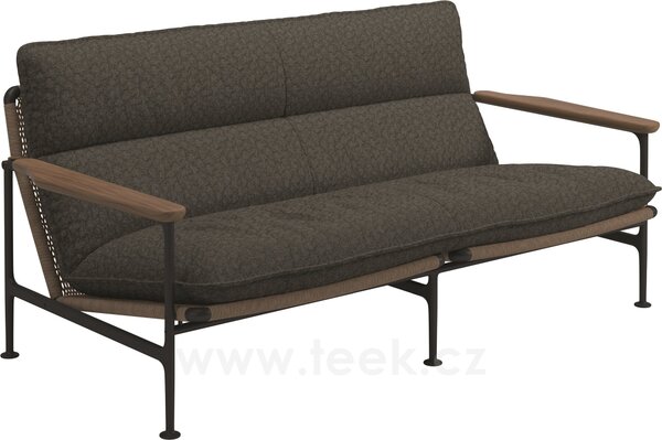 Gloster Pohovka 2-místná Zenith, Gloster, 170x88x83 cm, rám hliník barva meteor, výplet umělý ratan Wheat, područky teak, celopotah venkovní látka kat. B barva dle vzorníku
