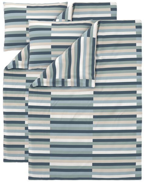 Livarno® Sada ložního povlečení z mikrovláknitého saténu, 140 x 200 cm, 70 x 90 cm, 2dílná, pruhy (800013556)