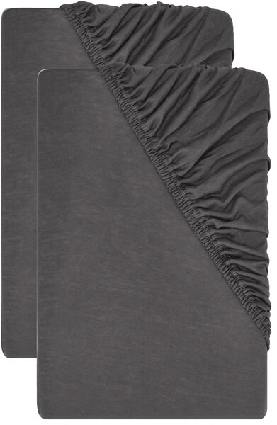 Livarno® Sada žerzejových napínacích prostěradel, 90-100 x 200 cm, 2dílná, tmavě šedá (800013559)