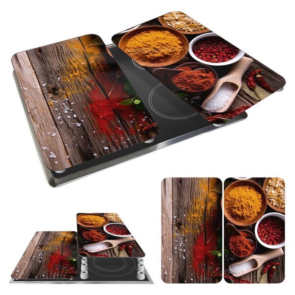 Sada 2 skleněných krytů na sporák Wenko Spices, 52 x 30 cm