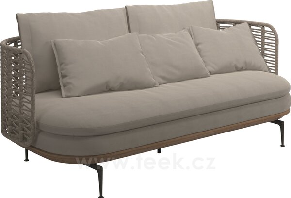 Gloster Pohovka s nižší opěrkou Mistral, Gloster, 208x94x80 cm, rám hliník barva meteor, výplet umělý ratan barva Koala, sedáky venkovní látka kat. B barva dle vzorníku