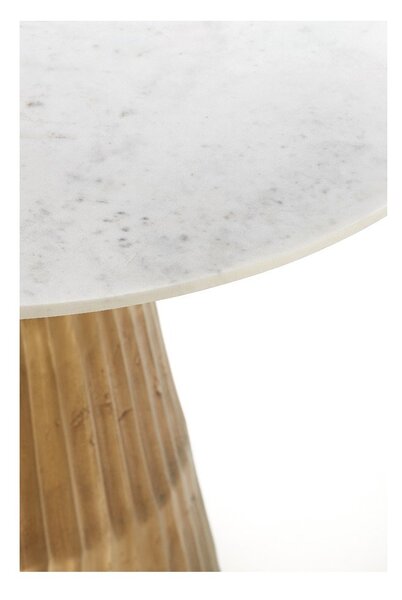 Kulatý jídelní stůl v bílé a bronzové barvě s deskou v dekoru mramoru ø 100 cm Leyda – Light & Living