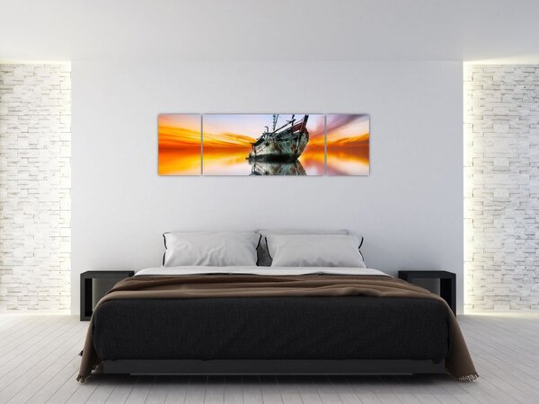 Obraz - Svítání nad vrakem lodi (170x50 cm)