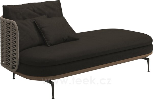 Gloster Relaxační postelový díl levostranný s nižší opěrkou Mistral, Gloster, 204x94x80 cm, rám hliník barva meteor, výplet umělý ratan barva Koala, sedáky venkovní látka kat. B barva dle vzorníku