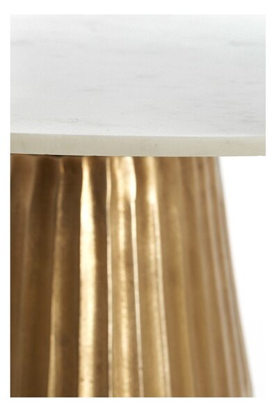 Kulatý jídelní stůl v bílé a bronzové barvě s deskou v dekoru mramoru ø 100 cm Leyda – Light & Living