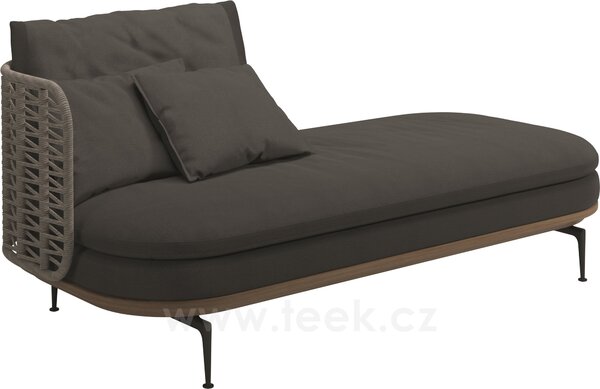 Gloster Relaxační postelový díl levostranný s nižší opěrkou Mistral, Gloster, 204x94x80 cm, rám hliník barva meteor, výplet umělý ratan barva Koala, sedáky venkovní látka kat. B barva dle vzorníku