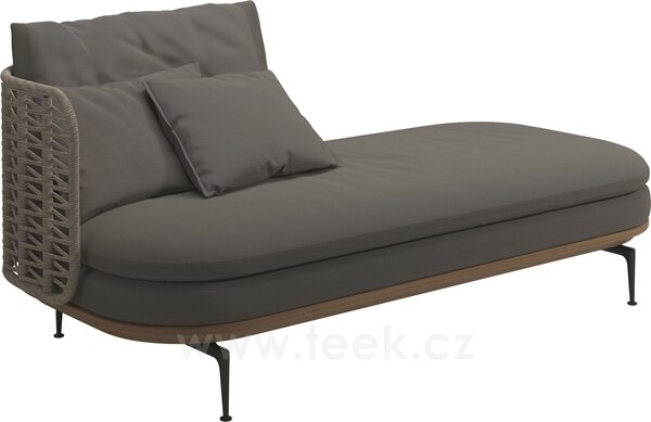 Gloster Relaxační postelový díl levostranný s nižší opěrkou Mistral, Gloster, 204x94x80 cm, rám hliník barva meteor, výplet umělý ratan barva Koala, sedáky venkovní látka kat. B barva dle vzorníku