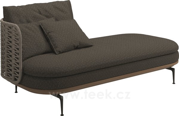 Gloster Relaxační postelový díl levostranný s nižší opěrkou Mistral, Gloster, 204x94x80 cm, rám hliník barva meteor, výplet umělý ratan barva Koala, sedáky venkovní látka kat. B barva dle vzorníku