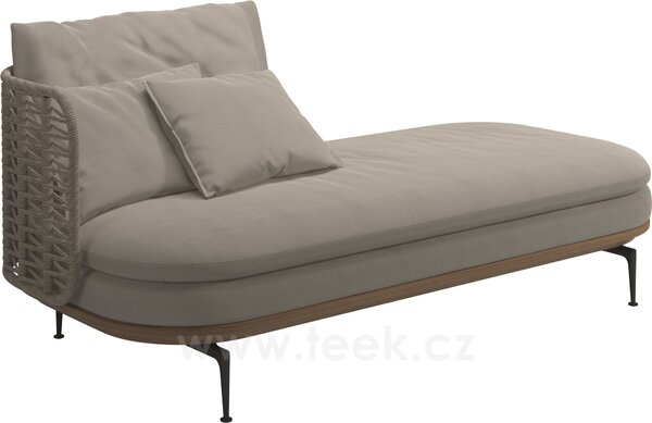 Gloster Relaxační postelový díl levostranný s nižší opěrkou Mistral, Gloster, 204x94x80 cm, rám hliník barva meteor, výplet umělý ratan barva Koala, sedáky venkovní látka kat. B barva dle vzorníku