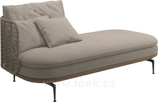 Gloster Relaxační postelový díl levostranný s nižší opěrkou Mistral, Gloster, 204x94x80 cm, rám hliník barva meteor, výplet umělý ratan barva Koala, sedáky venkovní látka kat. B barva dle vzorníku