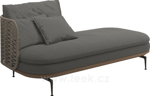 Gloster Relaxační postelový díl levostranný s nižší opěrkou Mistral, Gloster, 204x94x80 cm, rám hliník barva meteor, výplet umělý ratan barva Koala, sedáky venkovní látka kat. B barva dle vzorníku