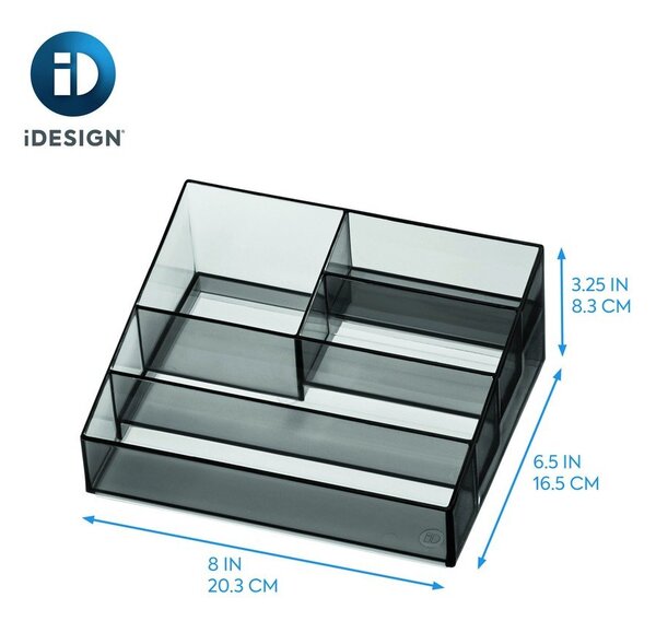 Matně černý koupelnový organizér na kosmetiku z recyklovaného plastu Nail Station – iDesign