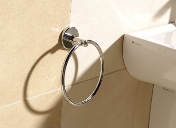 Aqualine - Nástěnný věšák na ručníky SAMBA pr. 15,5 cm lesklý chrom