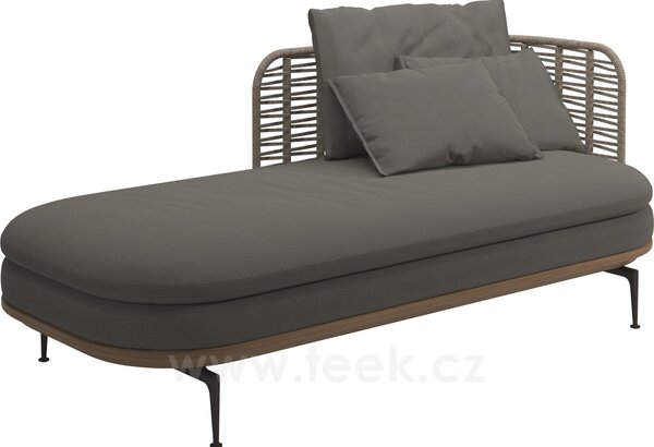 Gloster Relaxační postelový díl pravostranný s nižší opěrkou Mistral, Gloster, 204x94x80 cm, rám hliník barva meteor, výplet umělý ratan barva Koala, sedáky venkovní látka kat. B barva dle vzorníku