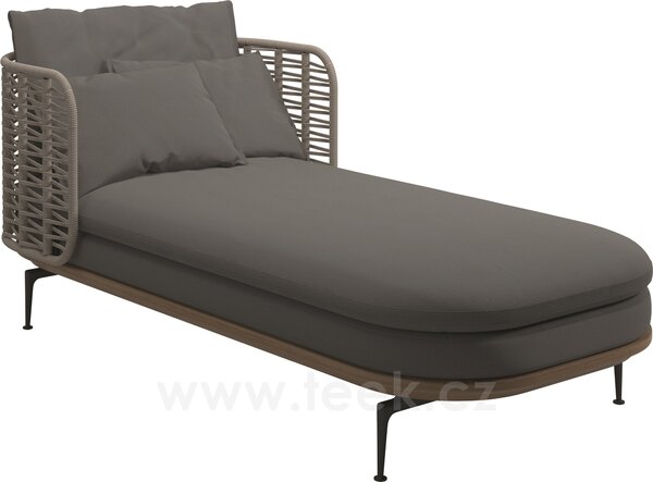 Gloster Venkovní postel s nižší opěrkou Mistral, Gloster, 204x94x80 cm, rám hliník barva meteor, výplet umělý ratan barva Koala, sedáky venkovní látka kat. B barva dle vzorníku