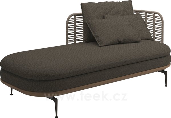 Gloster Relaxační postelový díl pravostranný s nižší opěrkou Mistral, Gloster, 204x94x80 cm, rám hliník barva meteor, výplet umělý ratan barva Koala, sedáky venkovní látka kat. B barva dle vzorníku