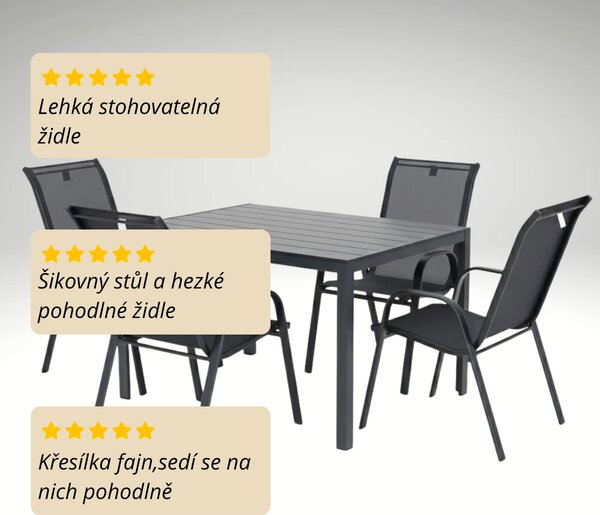 Vikio Venkovní malý zahradní set 90x90 pro 4 osoby DK301 antracit