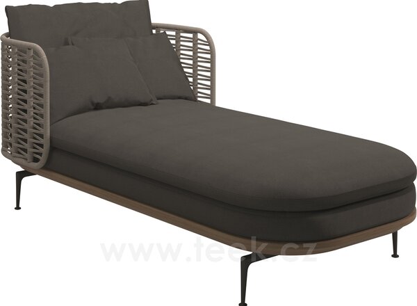 Gloster Venkovní postel s nižší opěrkou Mistral, Gloster, 204x94x80 cm, rám hliník barva meteor, výplet umělý ratan barva Koala, sedáky venkovní látka kat. B barva dle vzorníku
