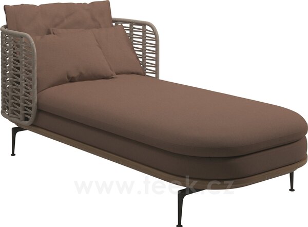 Gloster Venkovní postel s nižší opěrkou Mistral, Gloster, 204x94x80 cm, rám hliník barva meteor, výplet umělý ratan barva Koala, sedáky venkovní látka kat. B barva dle vzorníku