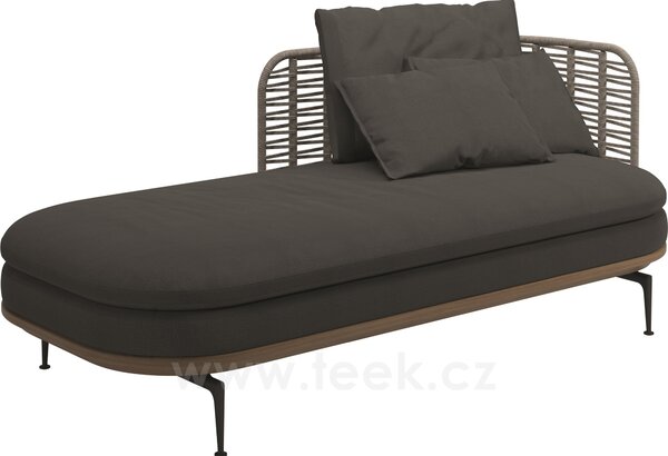 Gloster Relaxační postelový díl pravostranný s nižší opěrkou Mistral, Gloster, 204x94x80 cm, rám hliník barva meteor, výplet umělý ratan barva Koala, sedáky venkovní látka kat. B barva dle vzorníku