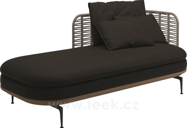 Gloster Relaxační postelový díl pravostranný s nižší opěrkou Mistral, Gloster, 204x94x80 cm, rám hliník barva meteor, výplet umělý ratan barva Koala, sedáky venkovní látka kat. B barva dle vzorníku