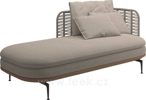 Gloster Relaxační postelový díl pravostranný s nižší opěrkou Mistral, Gloster, 204x94x80 cm, rám hliník barva meteor, výplet umělý ratan barva Koala, sedáky venkovní látka kat. B barva dle vzorníku