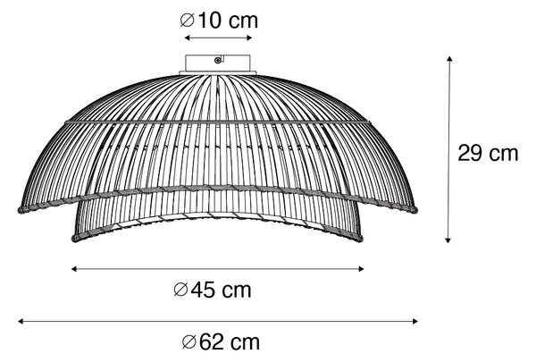 Orientální stropní svítidlo černé bambusové 62 cm - Pua