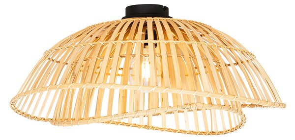 Orientální stropní svítidlo černé s přírodním bambusem 62 cm - Pua