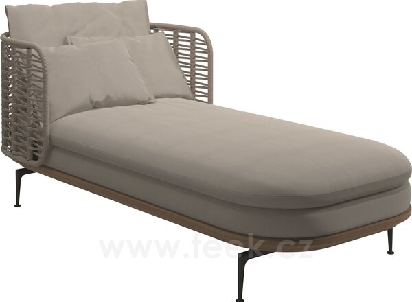 Gloster Venkovní postel s nižší opěrkou Mistral, Gloster, 204x94x80 cm, rám hliník barva meteor, výplet umělý ratan barva Koala, sedáky venkovní látka kat. B barva dle vzorníku