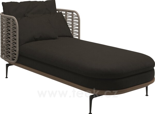 Gloster Venkovní postel s nižší opěrkou Mistral, Gloster, 204x94x80 cm, rám hliník barva meteor, výplet umělý ratan barva Koala, sedáky venkovní látka kat. B barva dle vzorníku