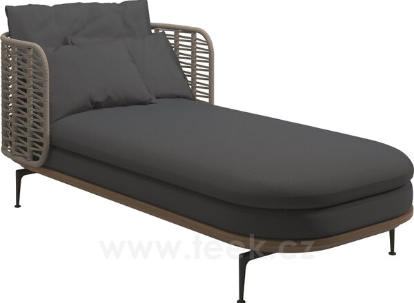 Gloster Venkovní postel s nižší opěrkou Mistral, Gloster, 204x94x80 cm, rám hliník barva meteor, výplet umělý ratan barva Koala, sedáky venkovní látka kat. B barva dle vzorníku