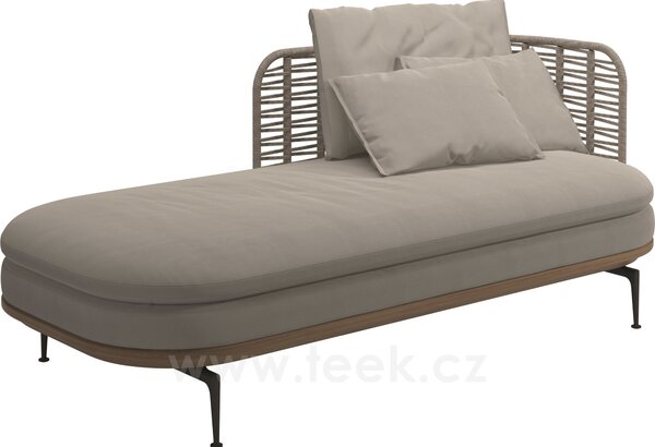 Gloster Relaxační postelový díl pravostranný s nižší opěrkou Mistral, Gloster, 204x94x80 cm, rám hliník barva meteor, výplet umělý ratan barva Koala, sedáky venkovní látka kat. B barva dle vzorníku