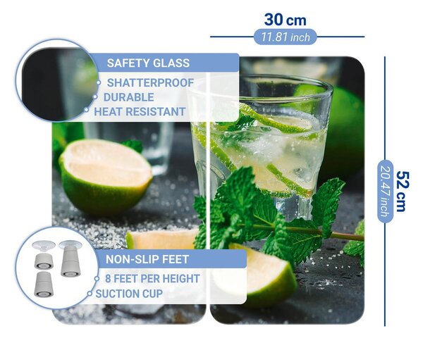 Sada 2 skleněných krytů na sporák Wenko Mojitos, 52 x 30 cm