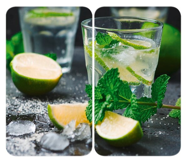 Sada 2 skleněných krytů na sporák Wenko Mojitos, 52 x 30 cm