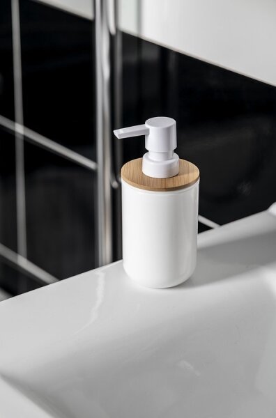 Aqualine - Dávkovač mýdla SNOW 350 ml bílá/bambus