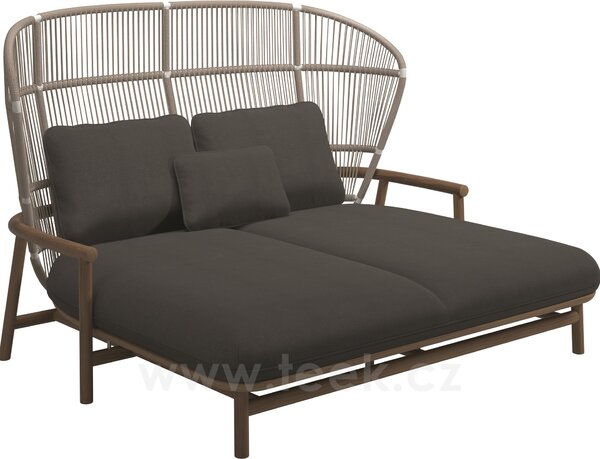 Gloster Venkovní postel s vysokou opěrkou Fern, Gloster, 175x149x116 cm, rám teak/hliník barva white, výplet lanko Dune, polstrování venkovní látka kat. B, barva dle vzorníku