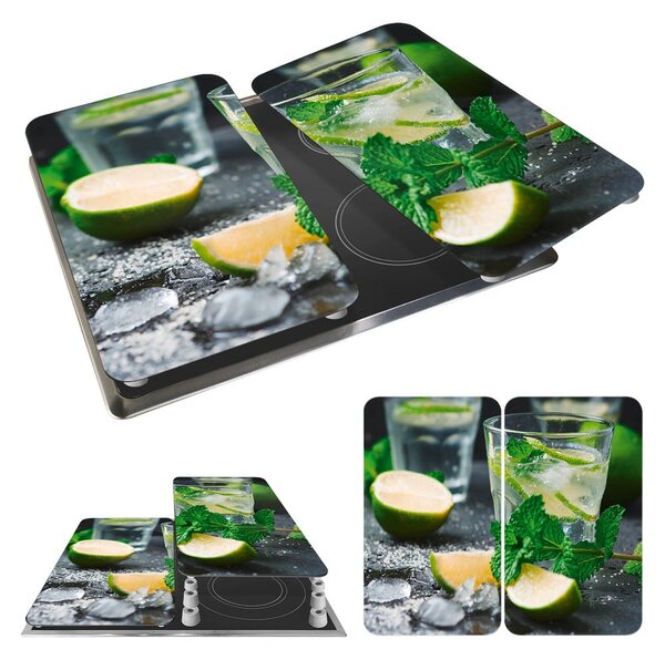 Sada 2 skleněných krytů na sporák Wenko Mojitos, 52 x 30 cm