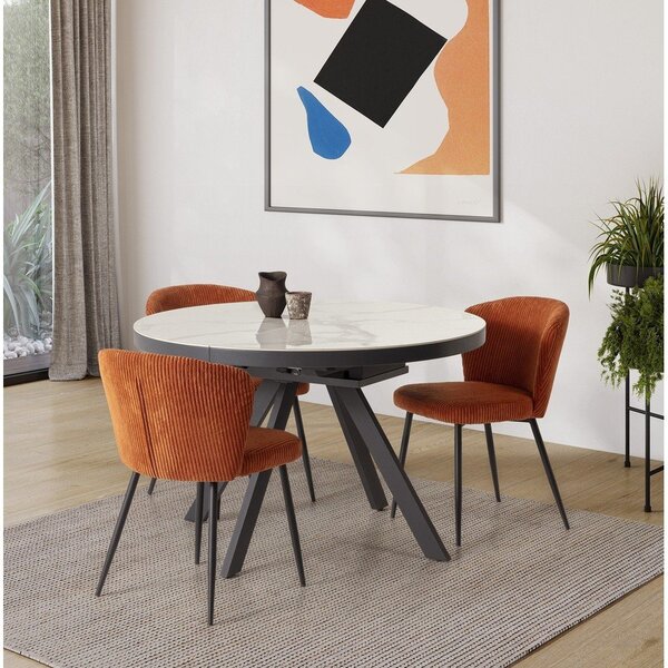 Kulatý rozkládací jídelní stůl s přídavnou deskou s keramickou deskou ø 120 cm Bela – Marckeric