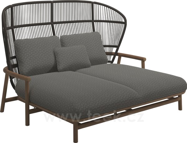 Gloster Venkovní postel s vysokou opěrkou Fern, Gloster, 175x149x116 cm, rám teak/hliník barva white, výplet lanko Dune, polstrování venkovní látka kat. B, barva dle vzorníku