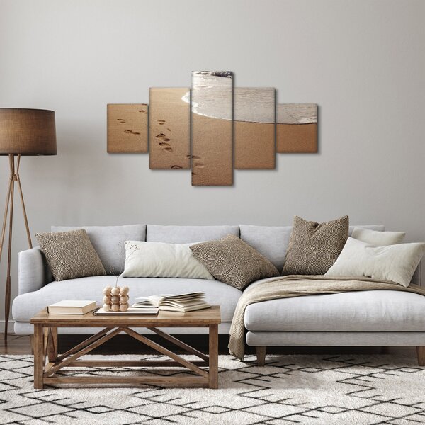 Obraz - stopy v písku a moře (125x70 cm)